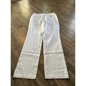 Tommy Bahama Women's White Linen High Rise Drawstring Wide Leg Pants Size Large